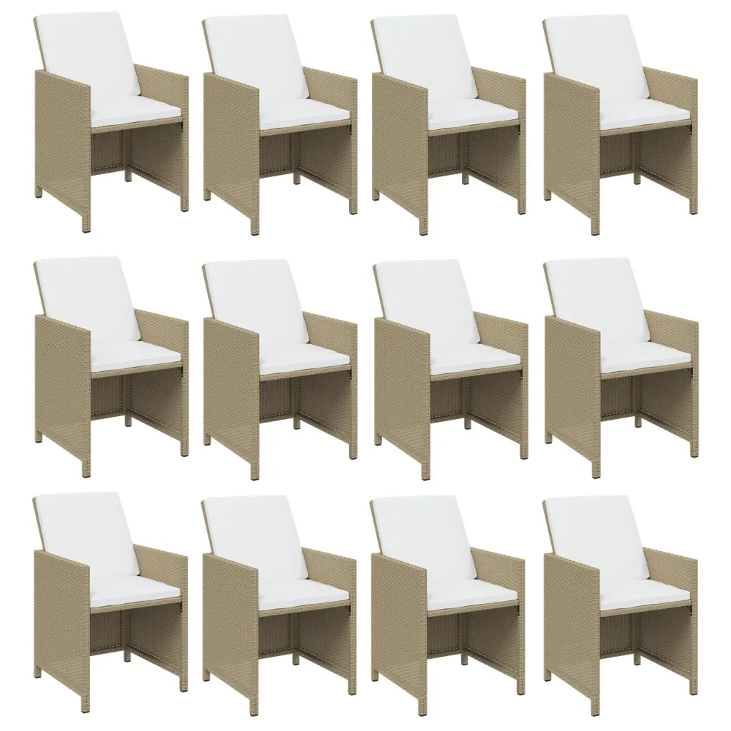 Set da Pranzo da Giardino 13 pz con Cuscini in Polyrattan Beige 3095635