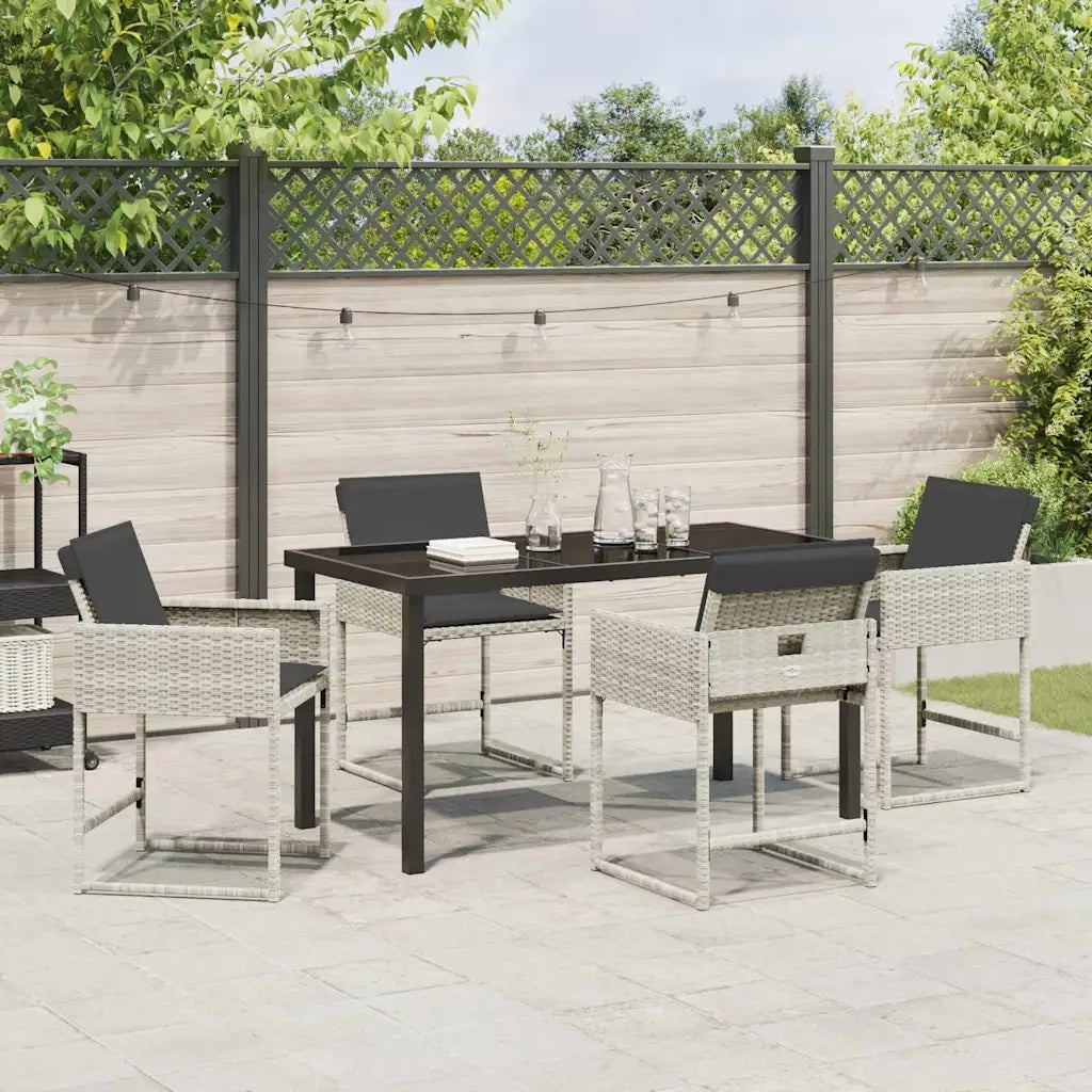 Set da Pranzo per Giardino 5 pcs Grigio chiaro polyrattan