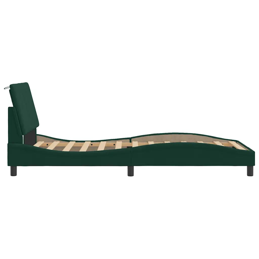 Letto singolo | Letto per adulti | Giroletto senza Materasso Hanko Verde Scuro 100x200 cm in Velluto