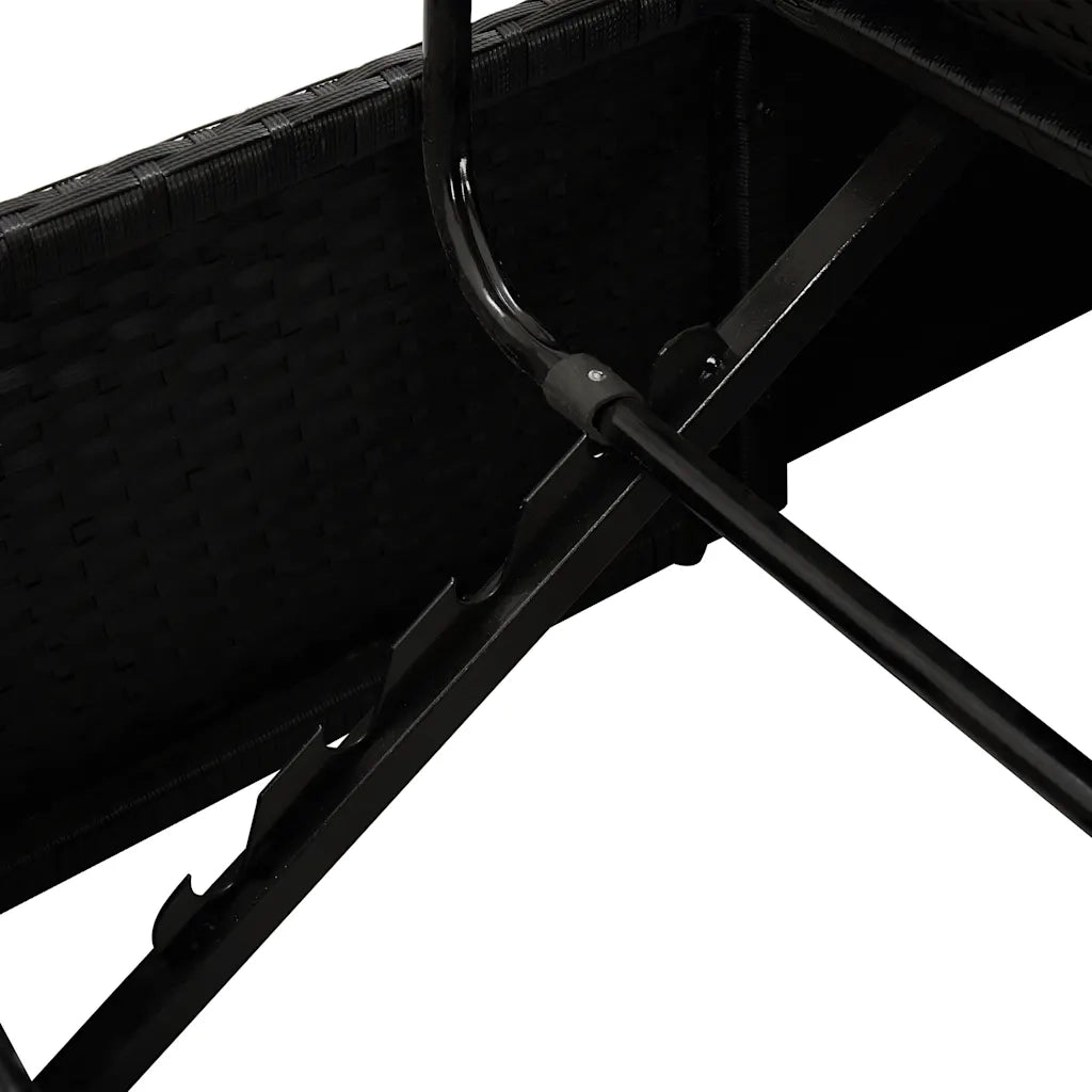Lettino Prendisole con Cuscini in Polyrattan Nero 46224