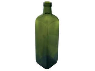 BOTTIGLIA MARASCA IN VETRO QUADRA PER OLIO- - capacitÃE lt.1,00 - vetro verde - tappo 31,5 - 20 pezzi