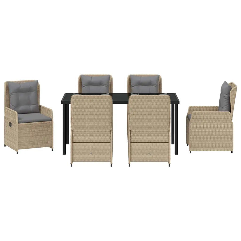 Set da Pranzo per Giardino 7 pcs Beige e Grigio Chiaro