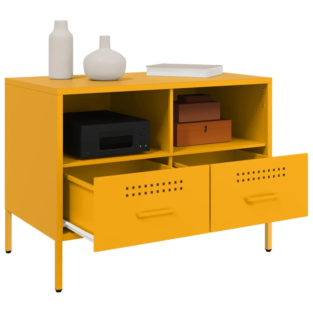 Mobile TV | Armadietto TV | Mobile Porta TV Giallo Senape 68x39x50,5 cm in Acciaio