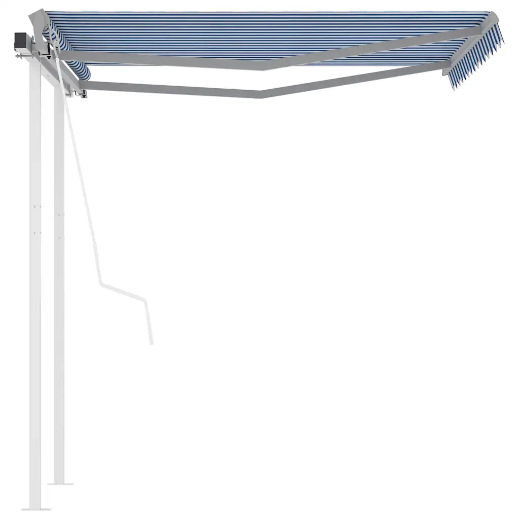 Tenda da Sole Retrattile Automatica con Pali 3x2,5m Blu Bianca 3069906