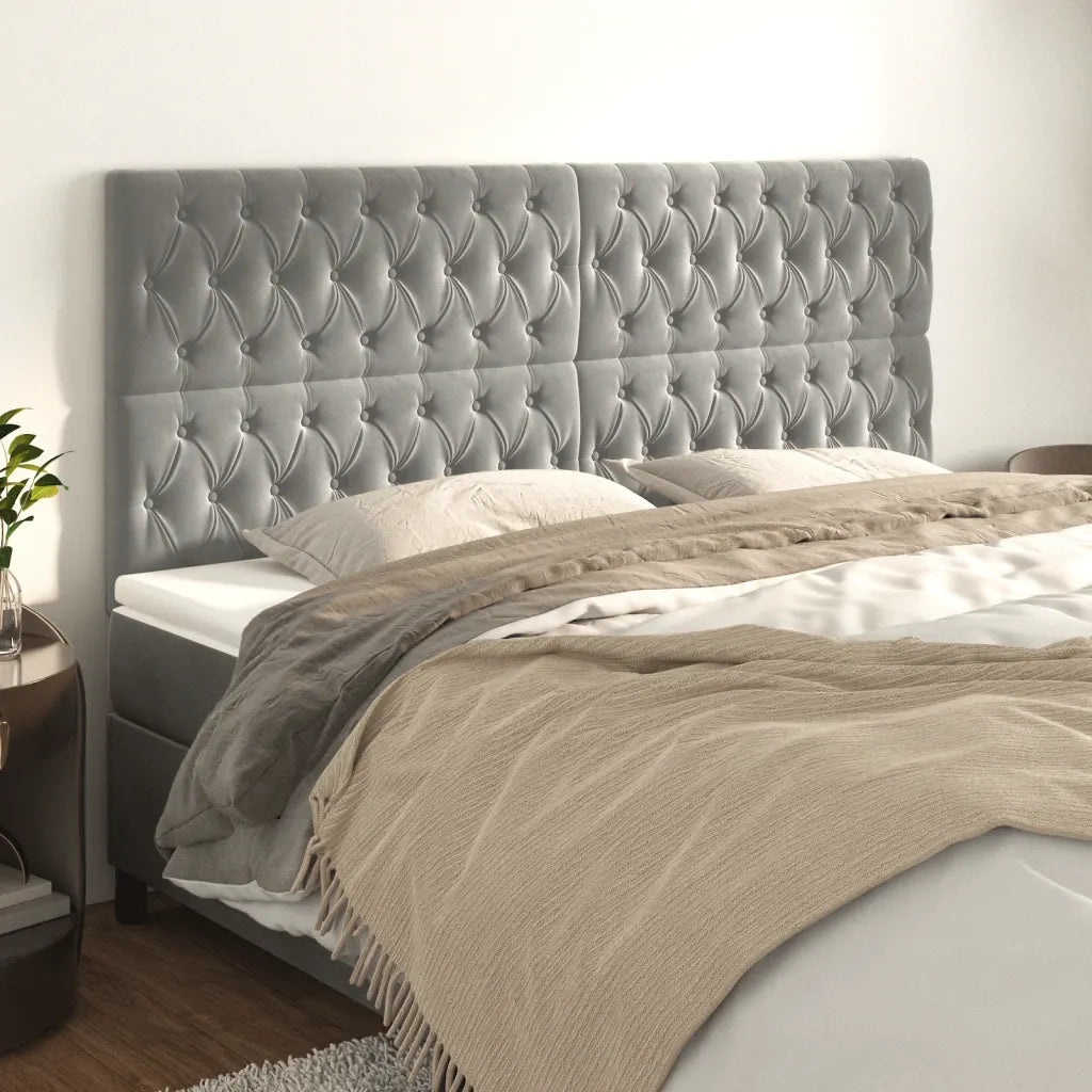 Testiera | Testata Grigio Chiaro 200x7x118/128 cm Velluto