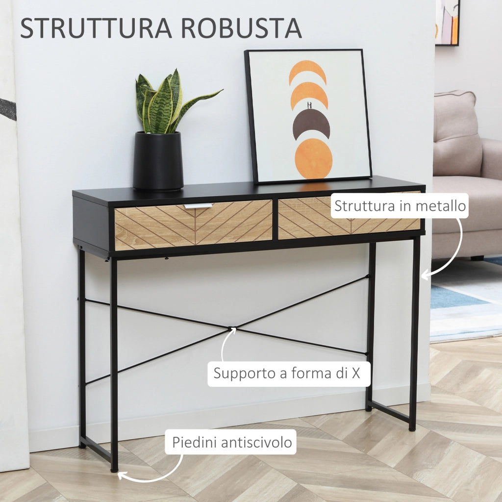 Tavolino Consolle Moderno con 2 Cassetti ¨C Minimal ¨C Nero 100x30x75cm