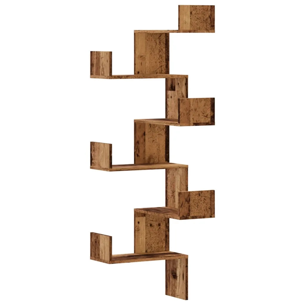 Scaffale Angolare Muro Legno Antico 45x45x147 cm Multistrato 852643
