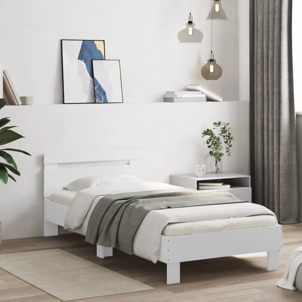 Giroletto con Testiera Bianco 75x190 cm in Legno Multistrato 838568