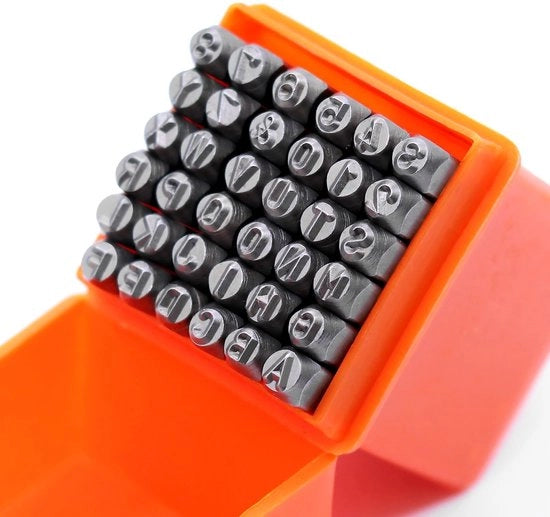 Stempel per Slitta 4 mm - Numeri da Stampare 0-9 - Stampa per Slitta - Stampa per Rilievo - Materiale Metallo/PVC/Cuoio/Legno - Contenitore in Plastica Robusto - Stampa per Slitta