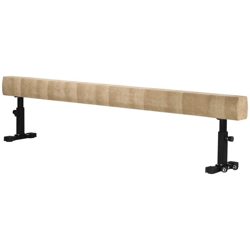 Trave Ginnastica Artistica 226x31x59 cm in Acciaio e Legno Marrone