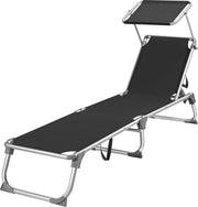Rugleuning per esterno regolabile pieghevole nero 55 x 193 x 31 cm capacità di carico 150 kg terrazza GCB019B01 - Sedile da giardino