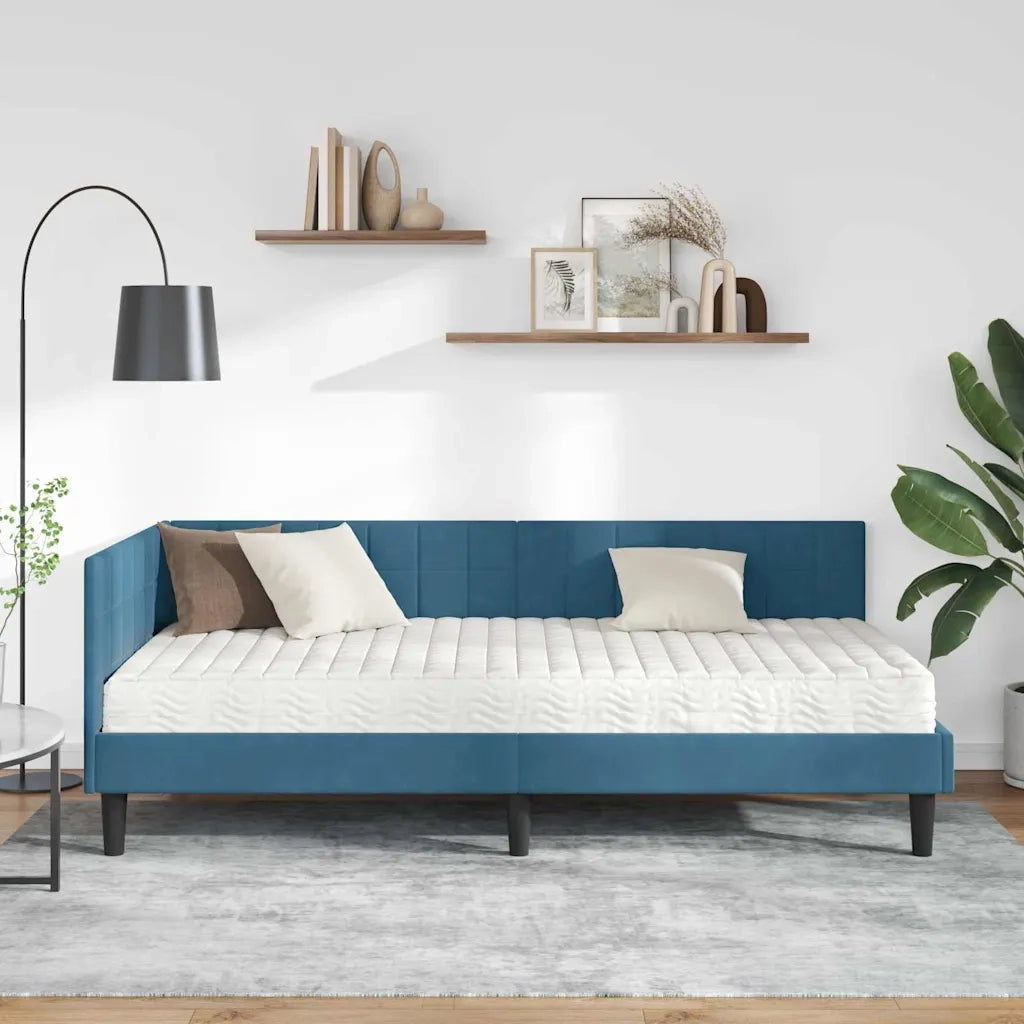 Struttura Letto Angolare con Materasso 2 pcs Blu Velluto