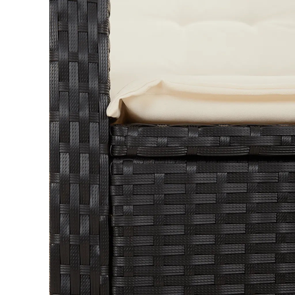Sedia Reclinabile da Giardino con Cuscini Nera in Polyrattan 365160