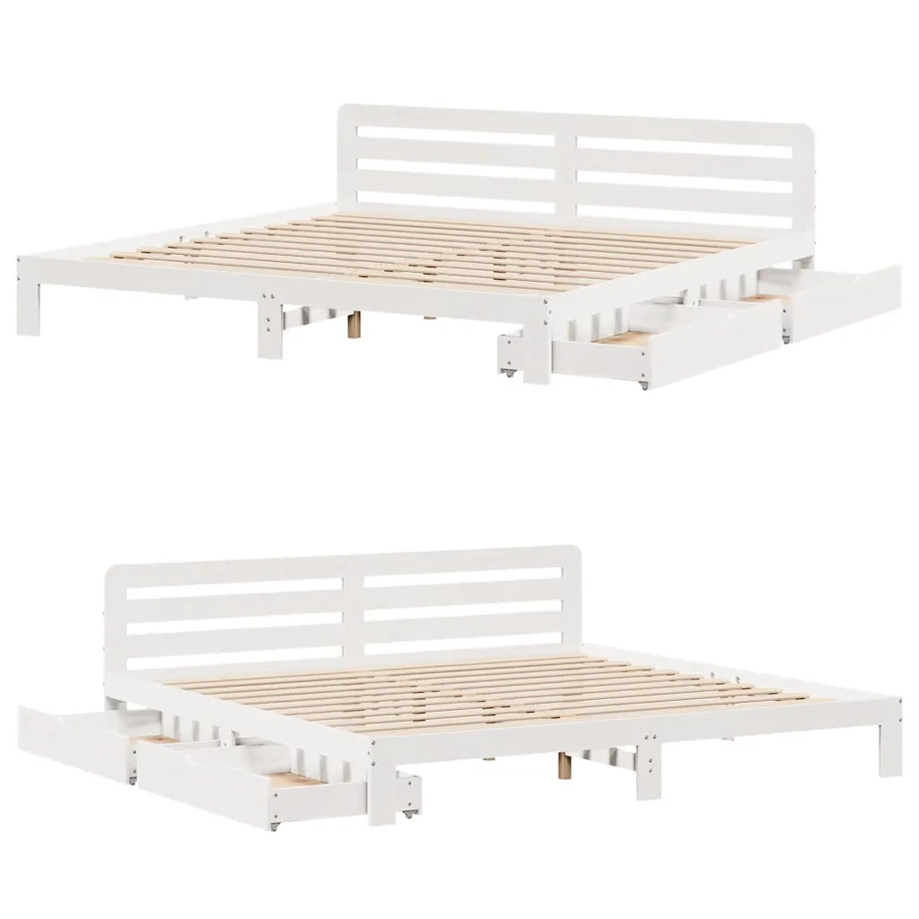 Giroletto senza Materasso-Struttura Letto Bianco 180x200 cm Legno Massello Pino 348202