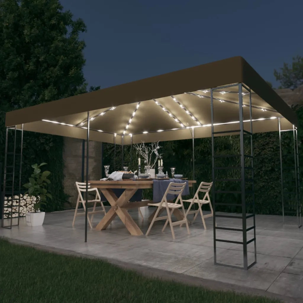 Gazebo | Pergolato con Luci LED a Stringa 3x4 m Grigio Talpa