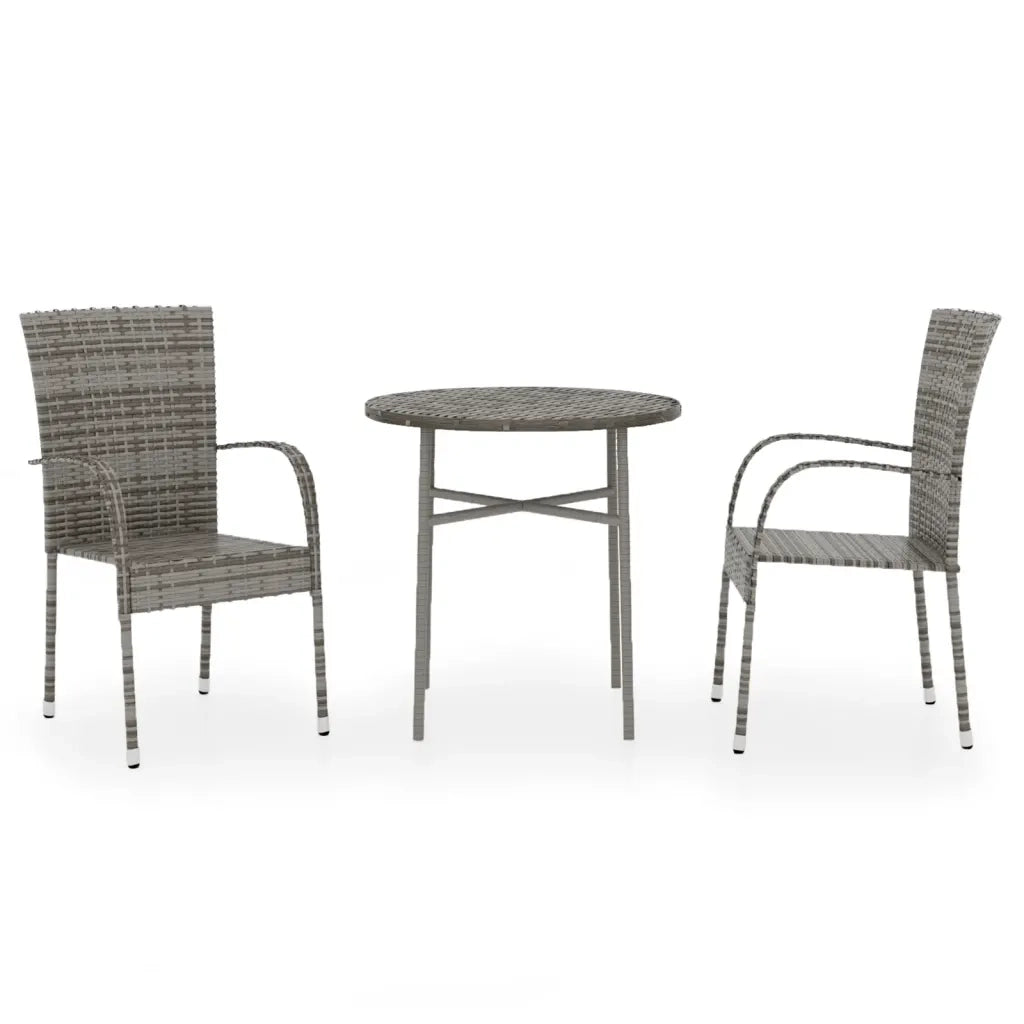 Set Mobili da Pranzo per Giardino 3 pz in Polyrattan Grigio 3098029