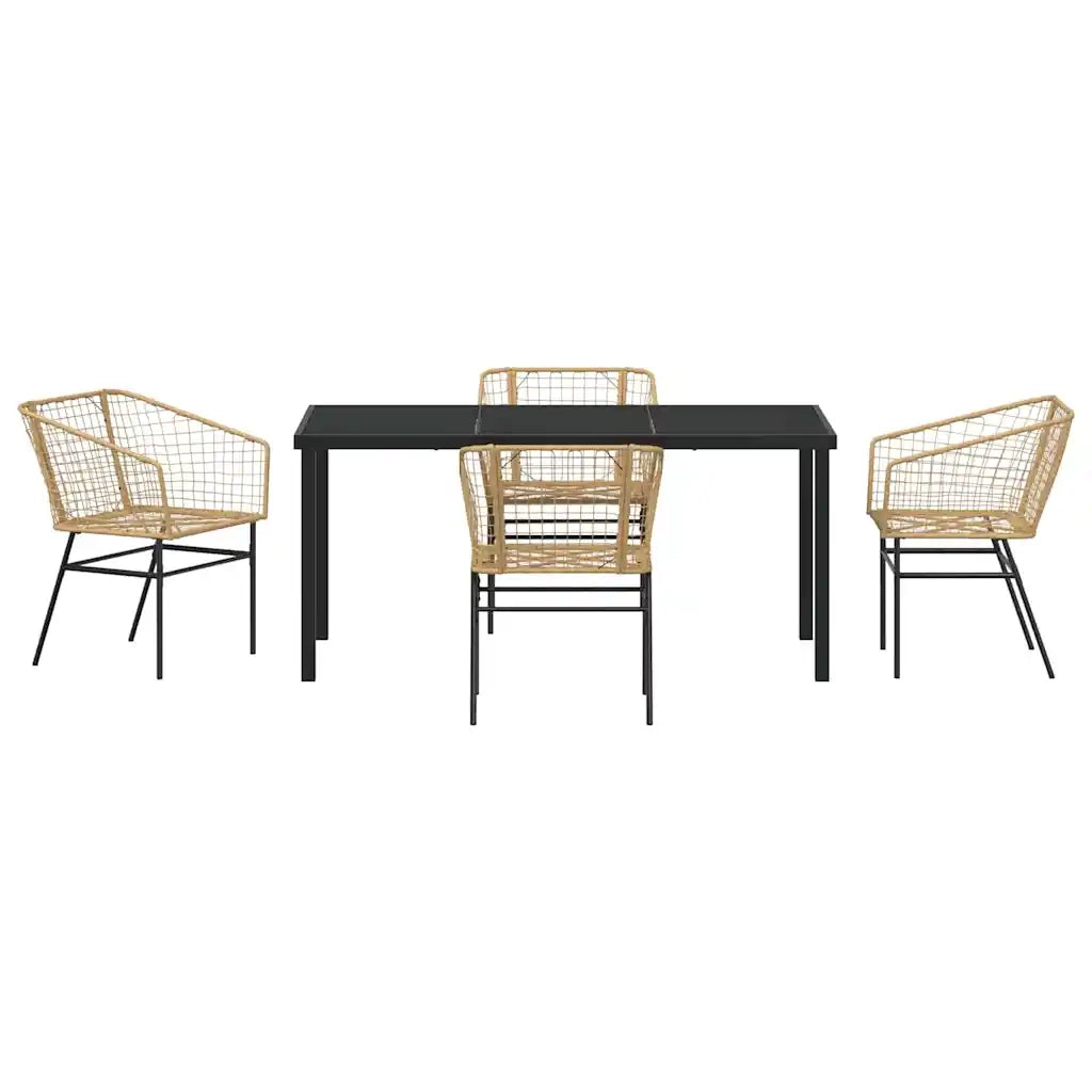 Set da Pranzo per Giardino 5 pcs Marrone polyrattan