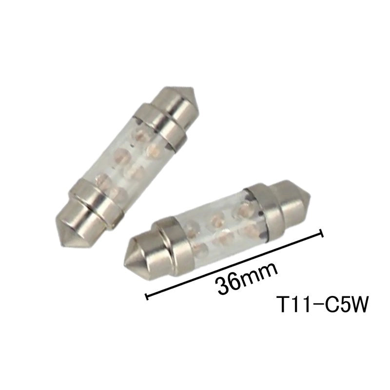 Coppia 2 Lampade Led T11 C5W Siluro 36mm Con 6 Led F3 Colore Giallo Yellow 12V 0,2W