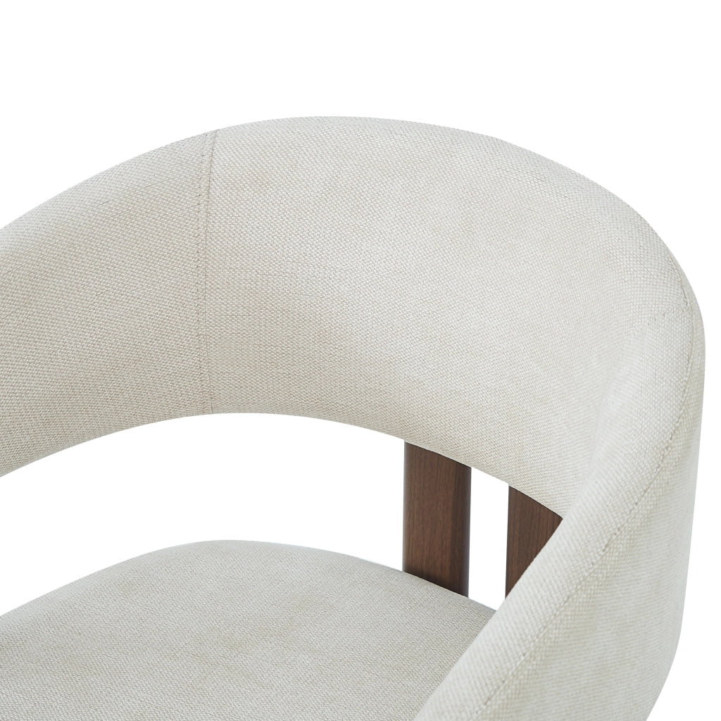 2 sedie da sala da pranzo in metallo con effetto legno noce e braccioli ergonomici in lino beige stile moderno