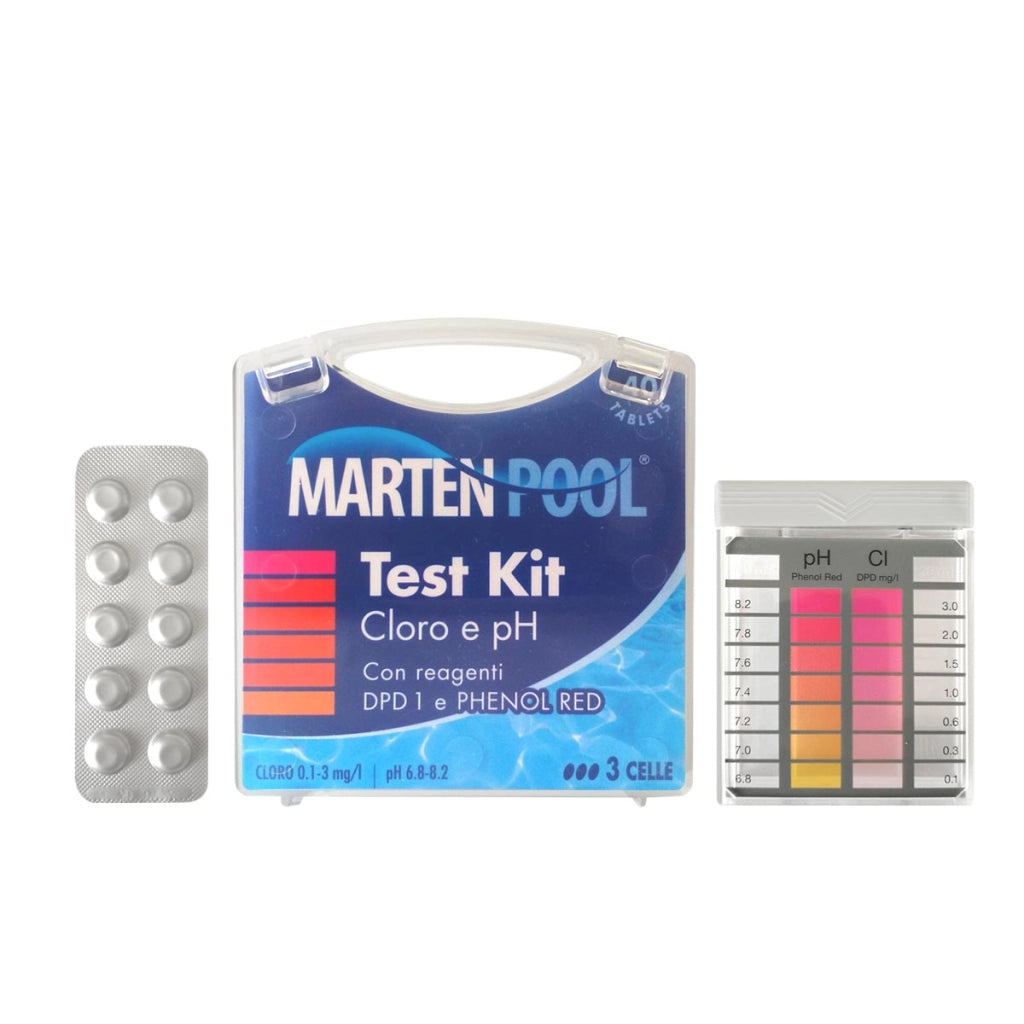 TEST PER PISCINE CLORO E PH CON REAGENTI E PASTIGLIE 40 pastiglie - MARTEN