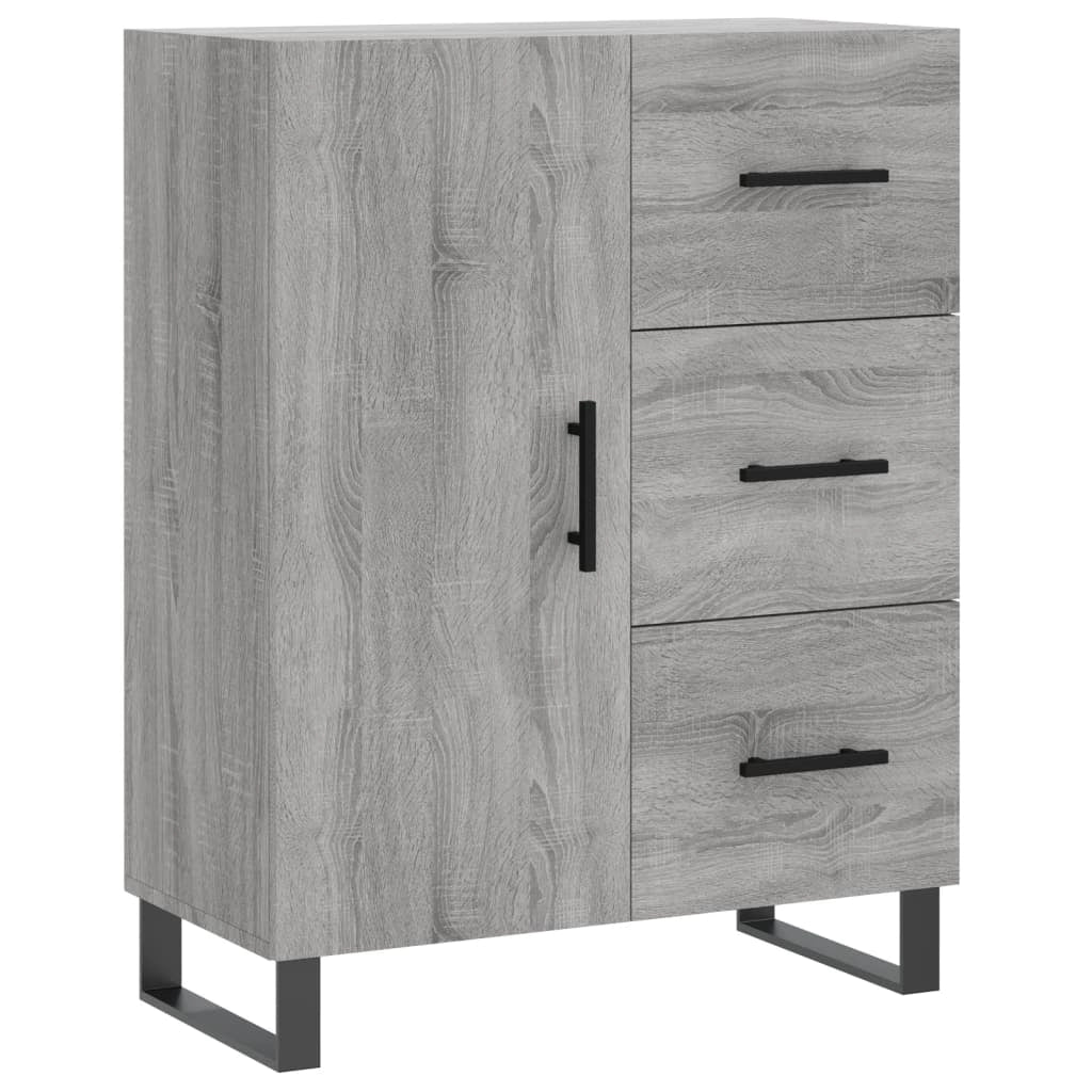 Buffet credenza cassettiera armadio mobile contenitore organizer cucina soggiorno salotto rovere Sonoma alto 69,5 x 34 x 180 cm legno ingegnerizzato grigio 02_0035590