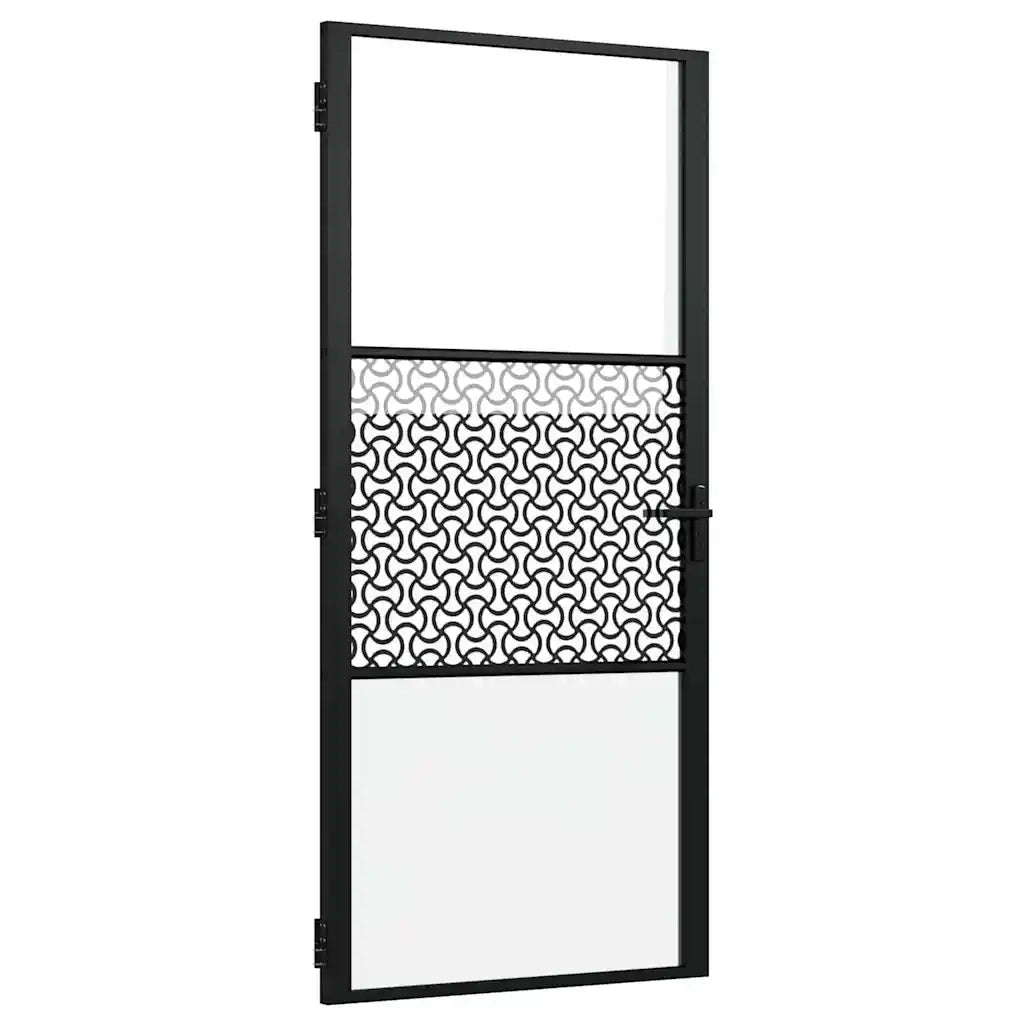 Porta in vetro Traforo Nero 76 x 3.5 x 201.5 cm Alluminio