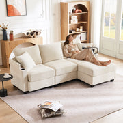 Divano Angolare 3 Posti con Poggiapiedi e Cuscini ¨C Xylo ¨C Beige