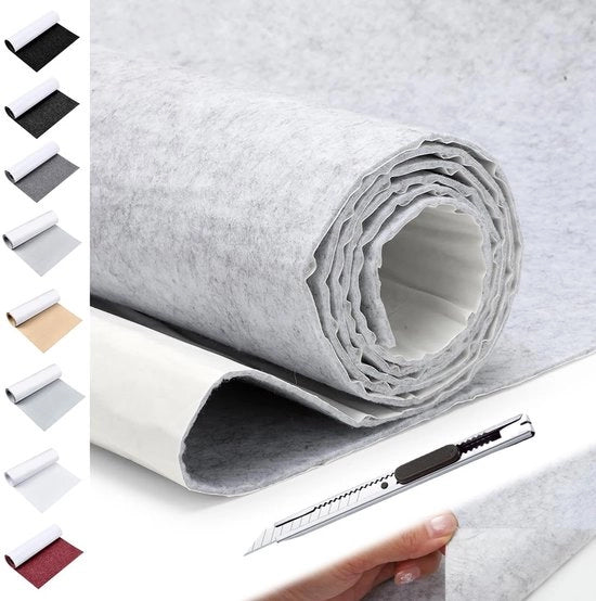 Tappeto Autoadesivo Grigio chiaro - 40 x 200 cm - 2 mm Spessore - Telaio per Mobili - Rivestimento Interiore - Utilizzo Multifunzionale - Tappetino Autoadesivo