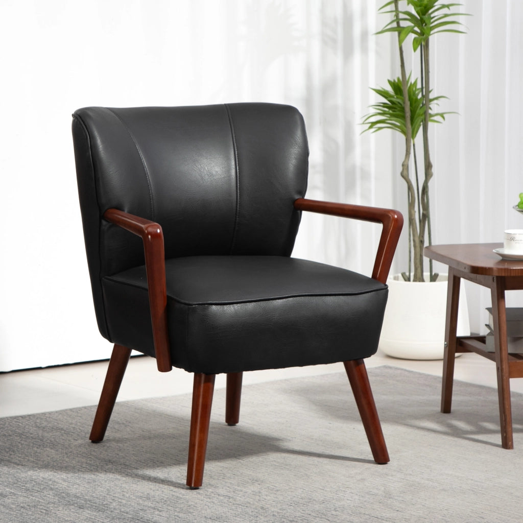 Poltrona ¨C Zephmum ¨C Pelle, Legno, 67x77x80 cm, Nero