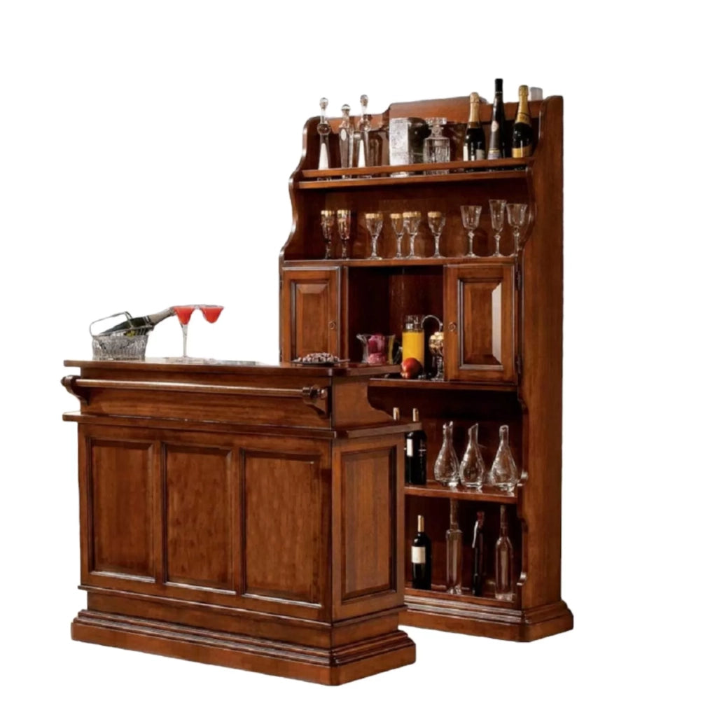 Mobile bar classico arte povera  in legno di pioppo tinta noce (1223+1224) - Mobili 2G