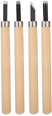 Kit di attrezzi professionale 4 pezzi - Maniglia in legno - Robusto e duraturo - Precisi seghe - Coltellini in acciaio temprato - Anticorrosione - Attrezzi per lavorazione del legno