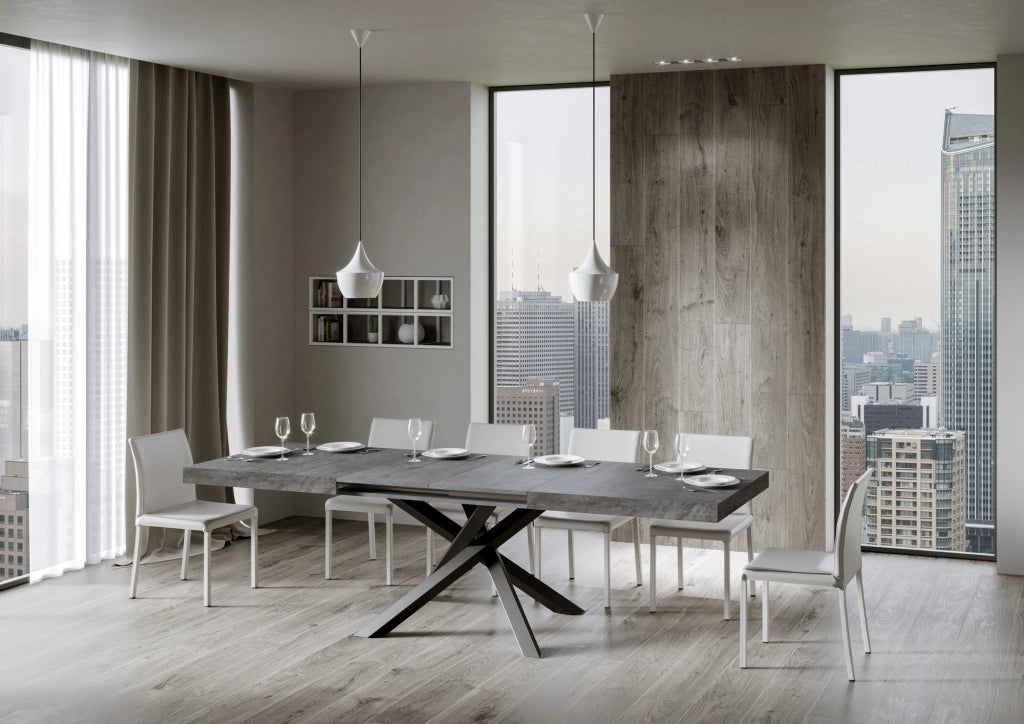 Tavolo allungabile 90x180/440 cm Volta Cemento telaio Antracite