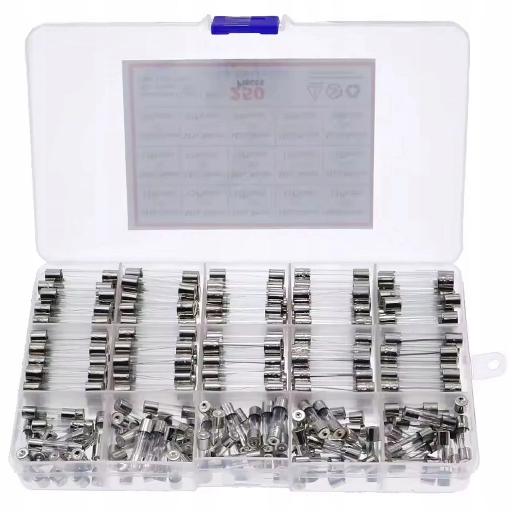 Set di Fusibili in Vetro WTA FuseBox Pro 250 – 250 Pezzi | 250V | 1A-20A | 5x20 mm + 6x30 mm | Rapida Reazione