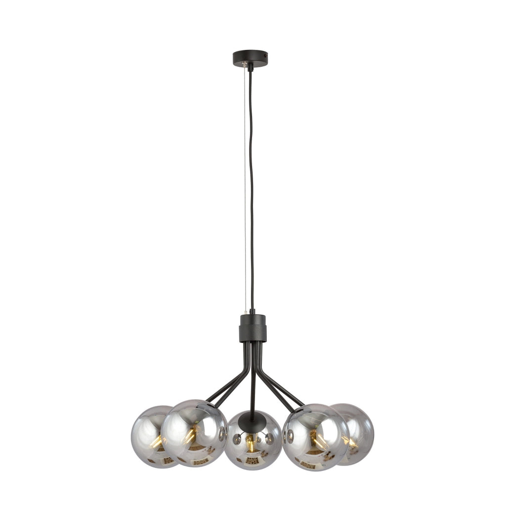 Lampadario Emibig Nova 5 luci E14 nero/argento vetro