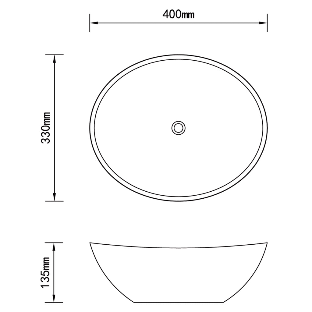Lavello in Ceramica di Lusso Bianco Ovale 40 x 33 cm 140674