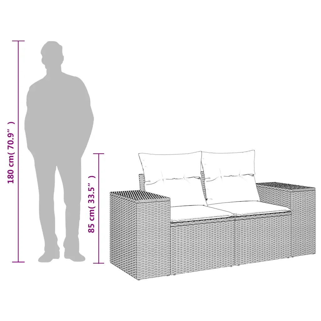 Divano da Giardino a 2 Posti con Cuscini in Polyrattan Marrone 366223