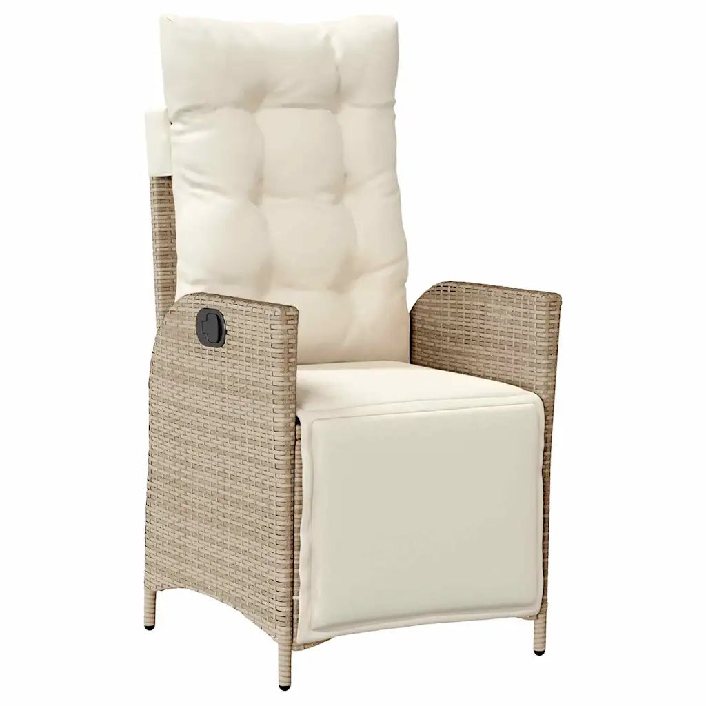 Set da Pranzo per Giardino con cuscino 5 pcs Beige polyrattan