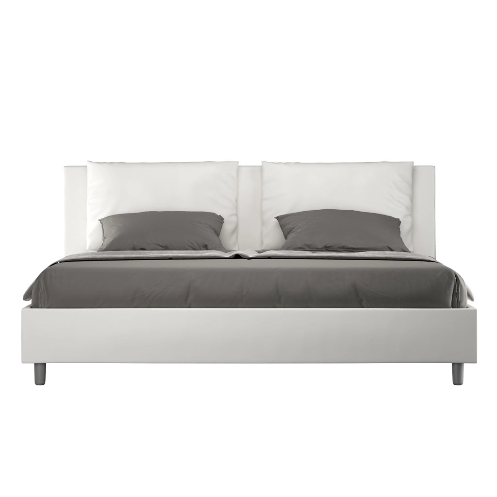 BS COM Letto senza rete imbottito 180x200 similpelle bianco