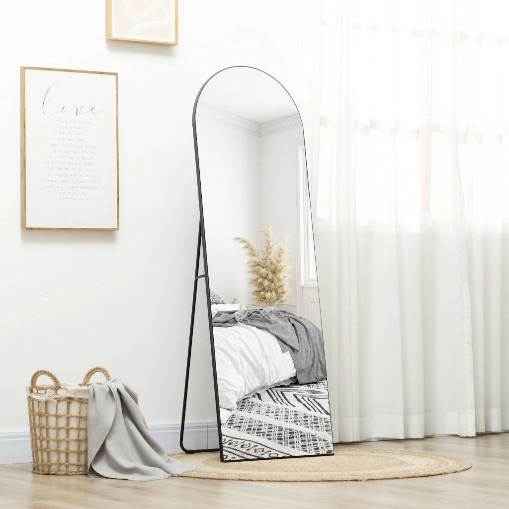 Specchio da Parete e da Appoggio Arcuato ¨C Minimal ¨C 150x50 cm Nero