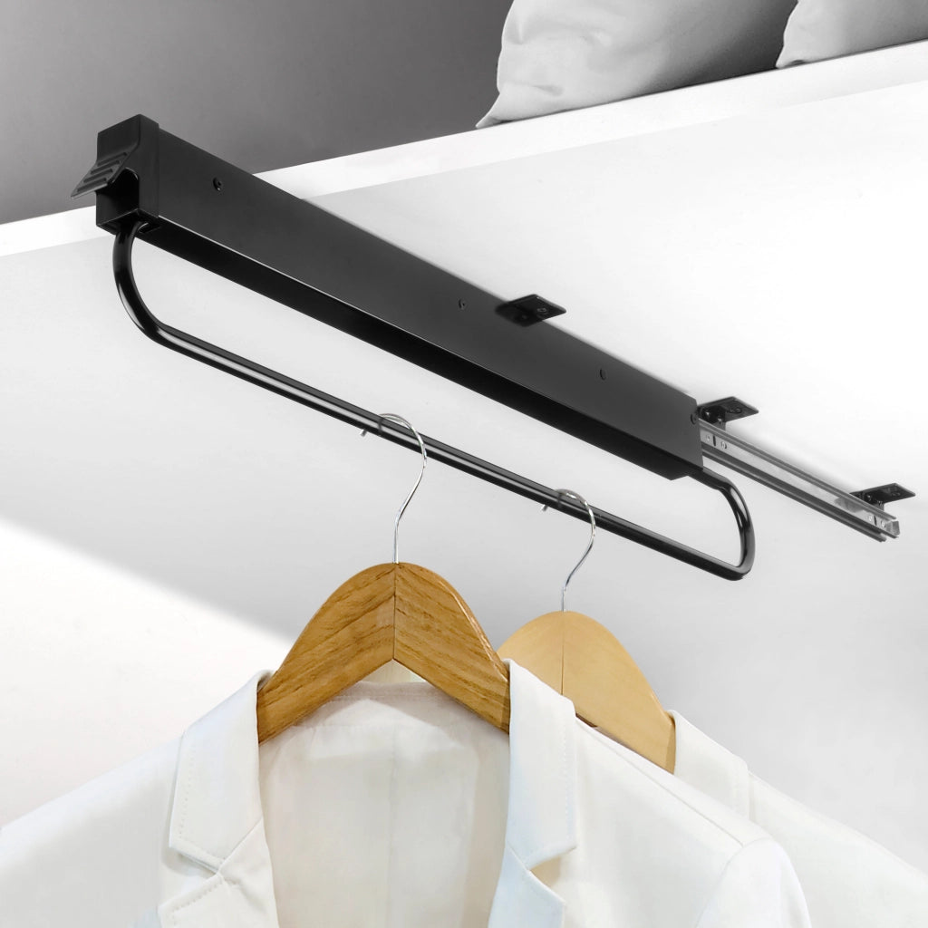 Appendiabiti Estraibile 80 cm in Alluminio e Plastica Emuca Nero