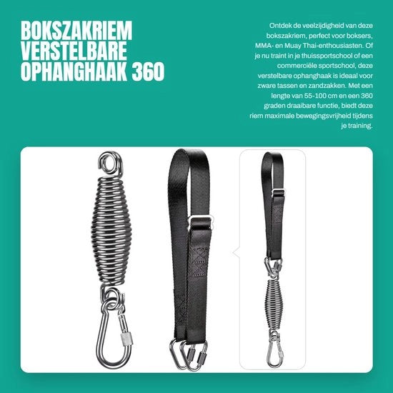 Sacchetto di Pugilato Adattabile 55-100cm - Supporto da Parete - 360 Gradi Rotativo - Zaino Pesante - Allenamento Muay Thai - Adatto per Palestra/Scuola di Fitness