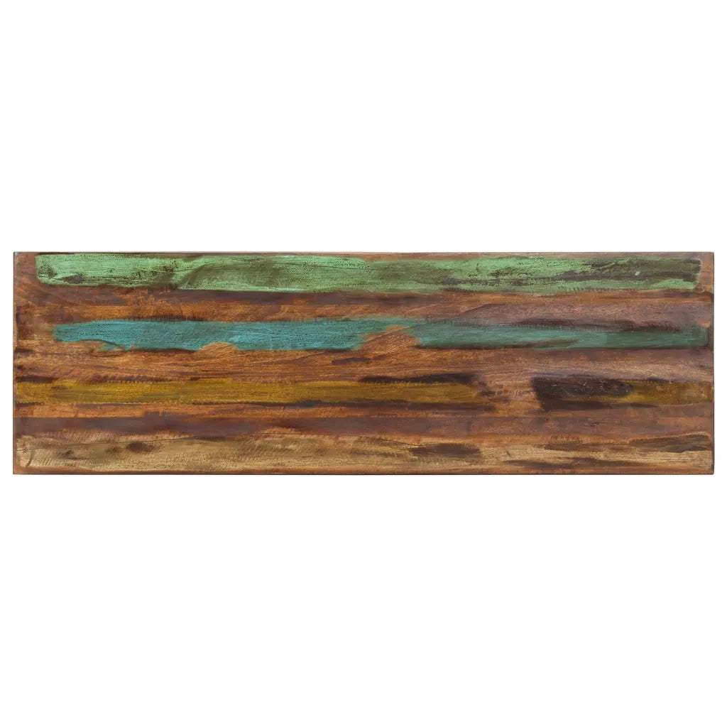 Panca-Sgabello 110 cm in Legno Massello di Recupero e Acciaio