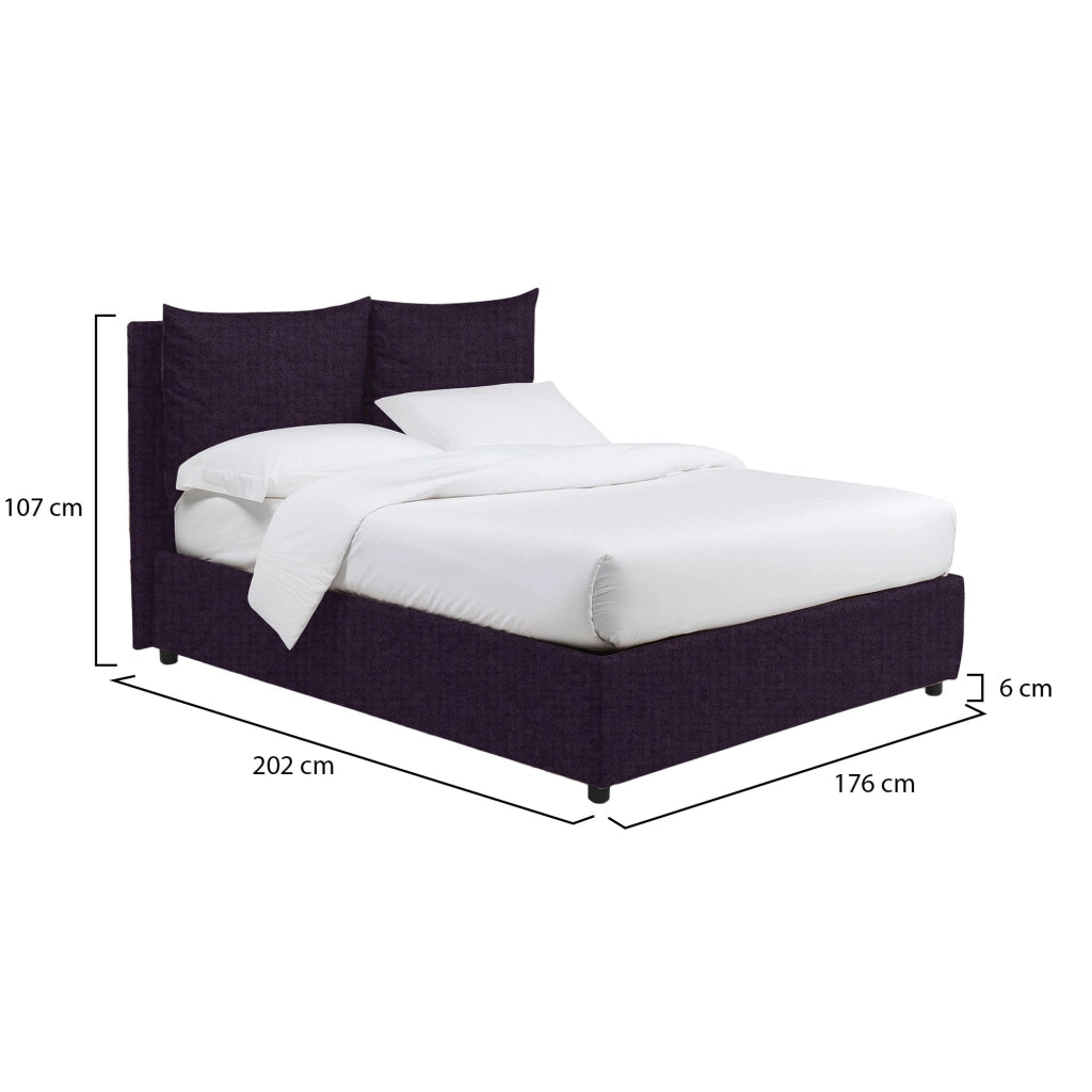 Formby, Letto Matrimoniale Sfoderabile Made in Italy, Viola