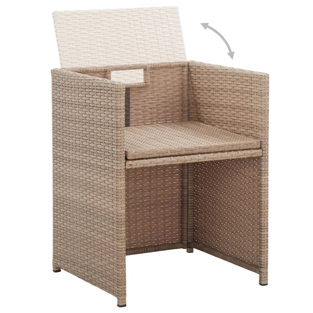 Set da Pranzo da Giardino 17 pz con Cuscini in Polyrattan Beige 46429