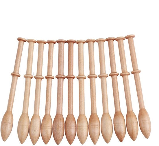 Set di chiusure in legno 12 pezzi - Chiusure in legno vintage - Legno di betulla - Attrezzi per tessitura - Duraturo - Ideale per il ricamo - Chiusure per tessitura in legno