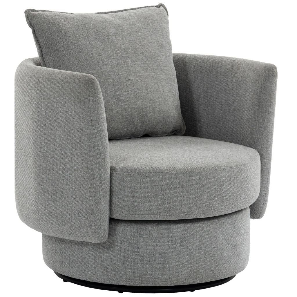 Poltrona girevole 360¡ã in tessuto ¨C Xylo ¨C lino grigio chiaro con cuscino