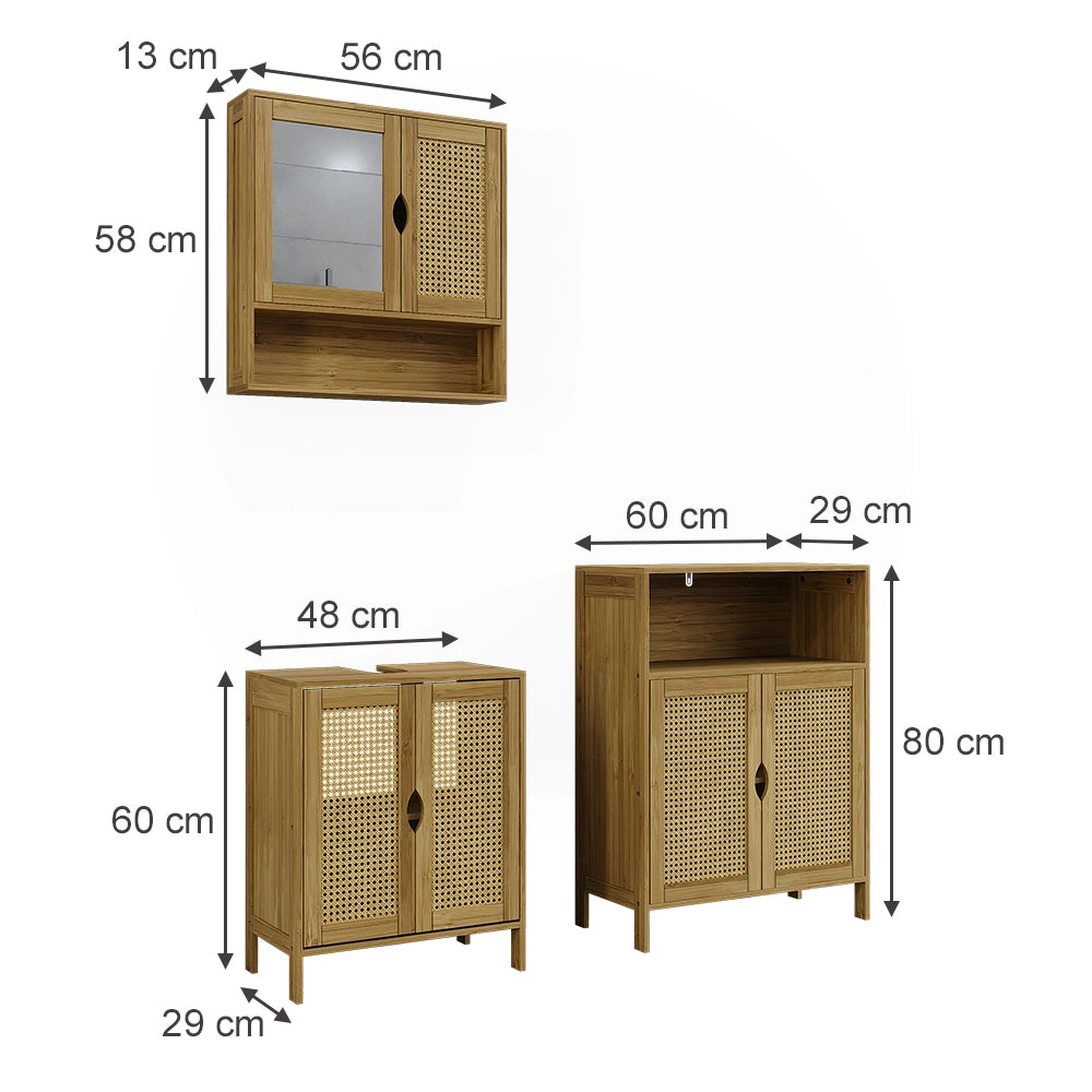 Vicco Set di mobili da bagno Bambù 3 parti
