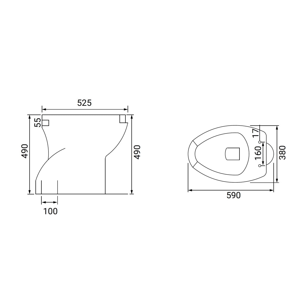 Vaso ergonomico con apertura frontale 58x38,5xh 49 con scarico a pavimento