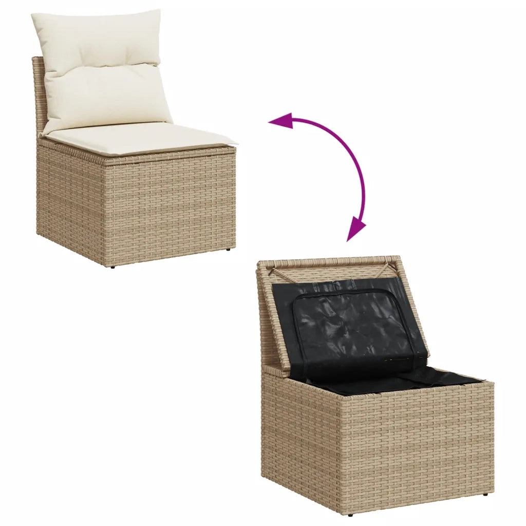 Set Divano da Giardino 10 pz con Cuscini Beige in Polyrattan 3256142