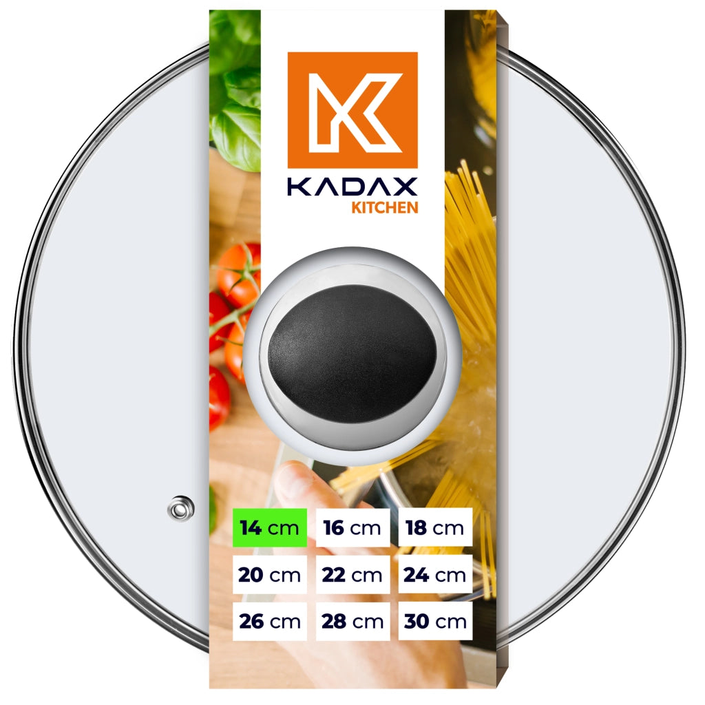Coperchio in vetro KADAX da 14 cm, universale, resistente al calore, per pentole e padelle.